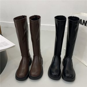 라운드 스티치 롱 부츠