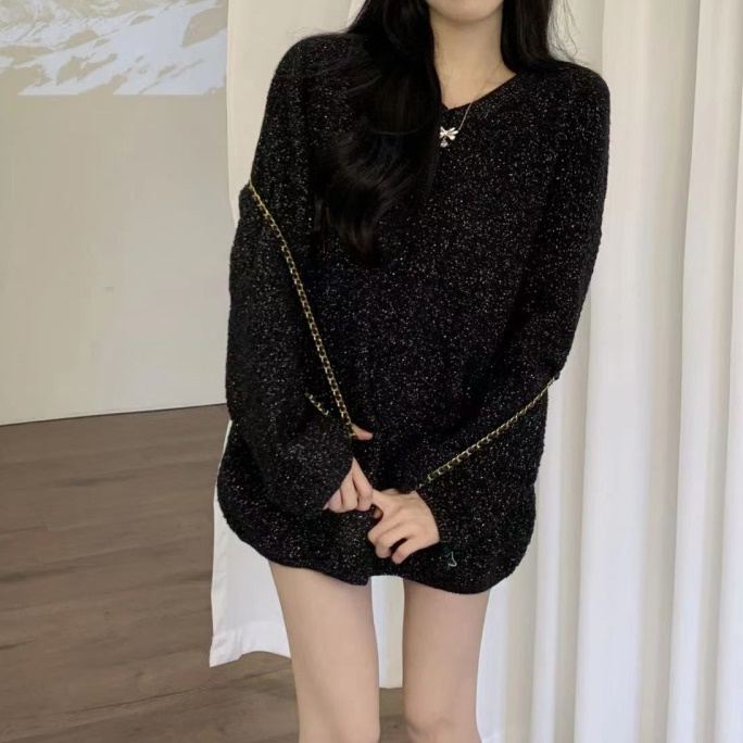 브이넥 스팽글 루즈핏