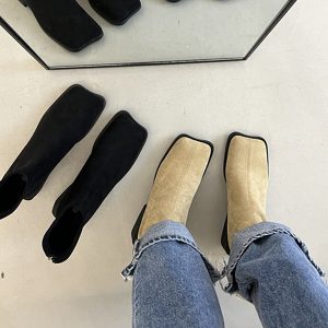 스웨이드 스퀘어 미들부츠