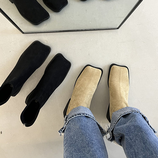 스웨이드 스퀘어 미들부츠